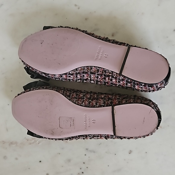 RED VALENTINO - pretty pink and black tweed bow flats - Picture 6 of 6